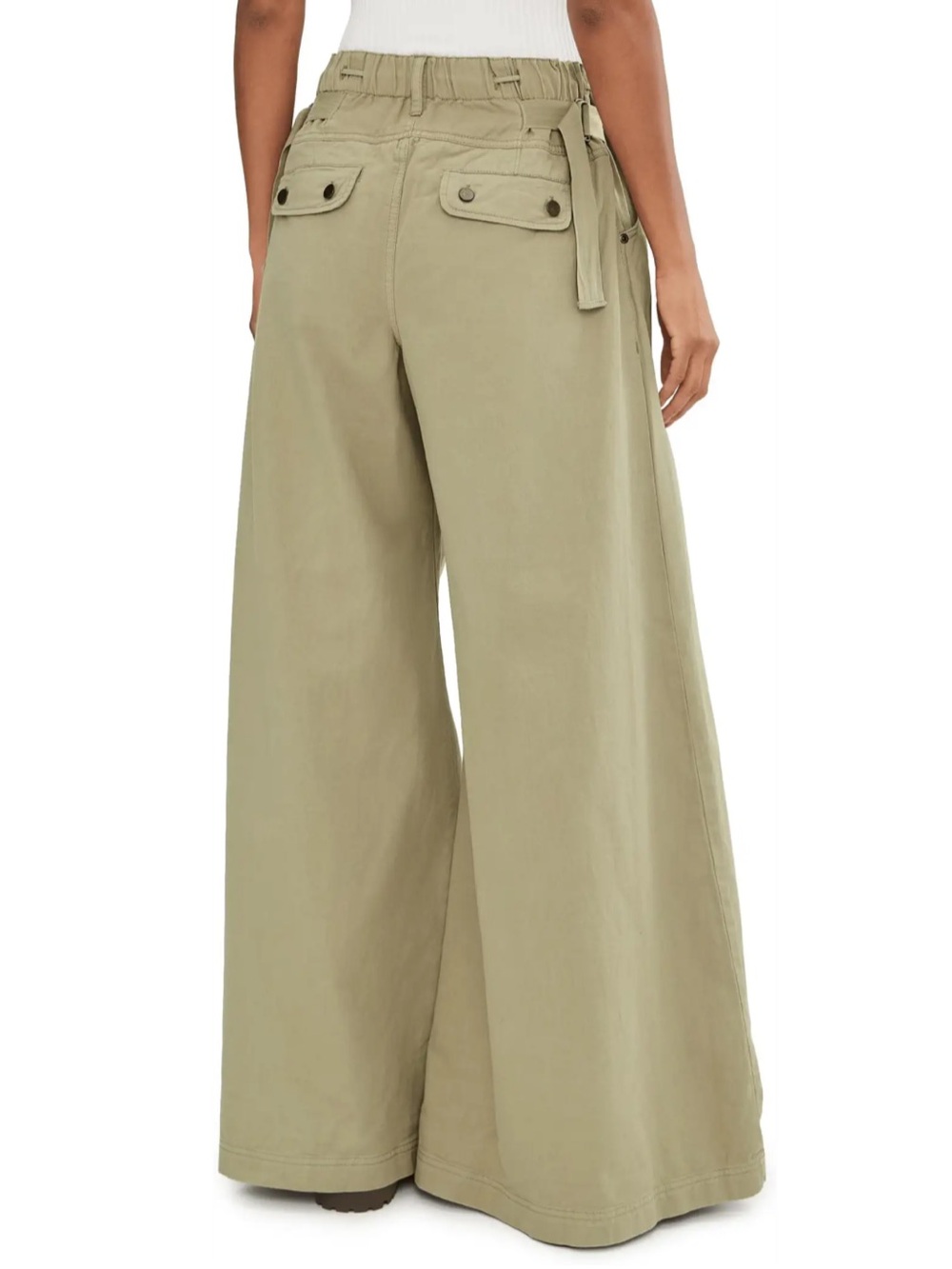 Free People Julien Wide Leg Chino Pants Trouser Chinchilla Streetwear Medium NWT - Picture 4 of 12